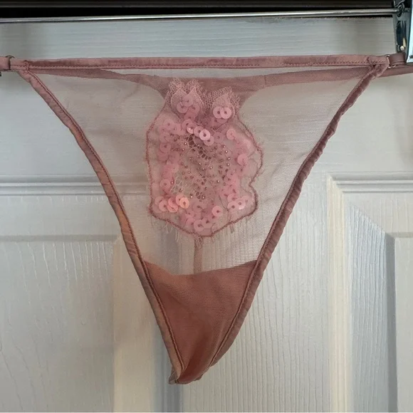 FLEUR DU MAL | FDM x Marilyn Monroe satin-trimmed embroidered tulle thong 3/MED - Picture 3 of 10